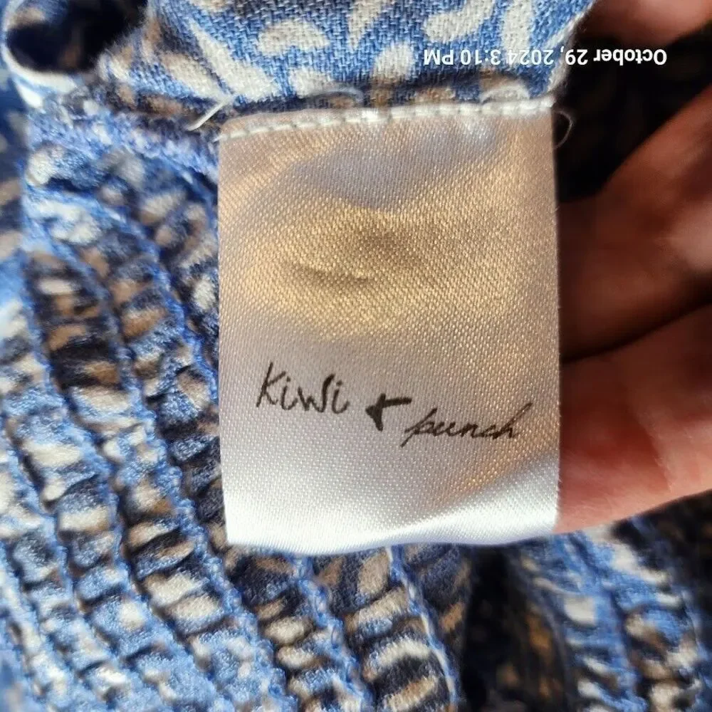 Kiwi + Punch Wide Leg Sarong Pant And Smocked Crop Top Set Blue Women's Large - Picture 13 of 16